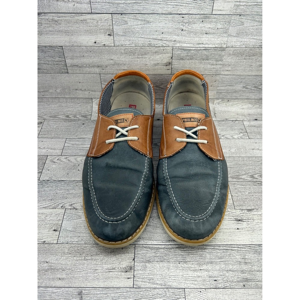 Pikolinos Men's Lace Up Shoes Blue Brown Leather Comfort Size 46 EU